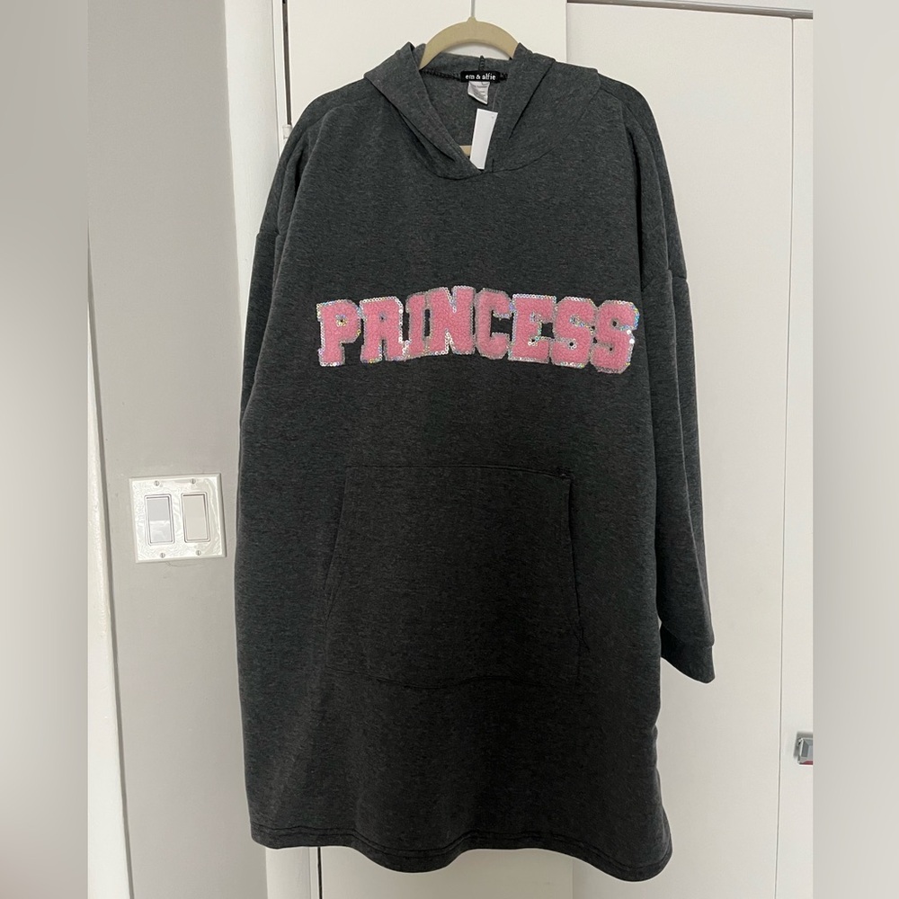 Fleece Sweatshirt “Princess” New Dress with Hood - One Size